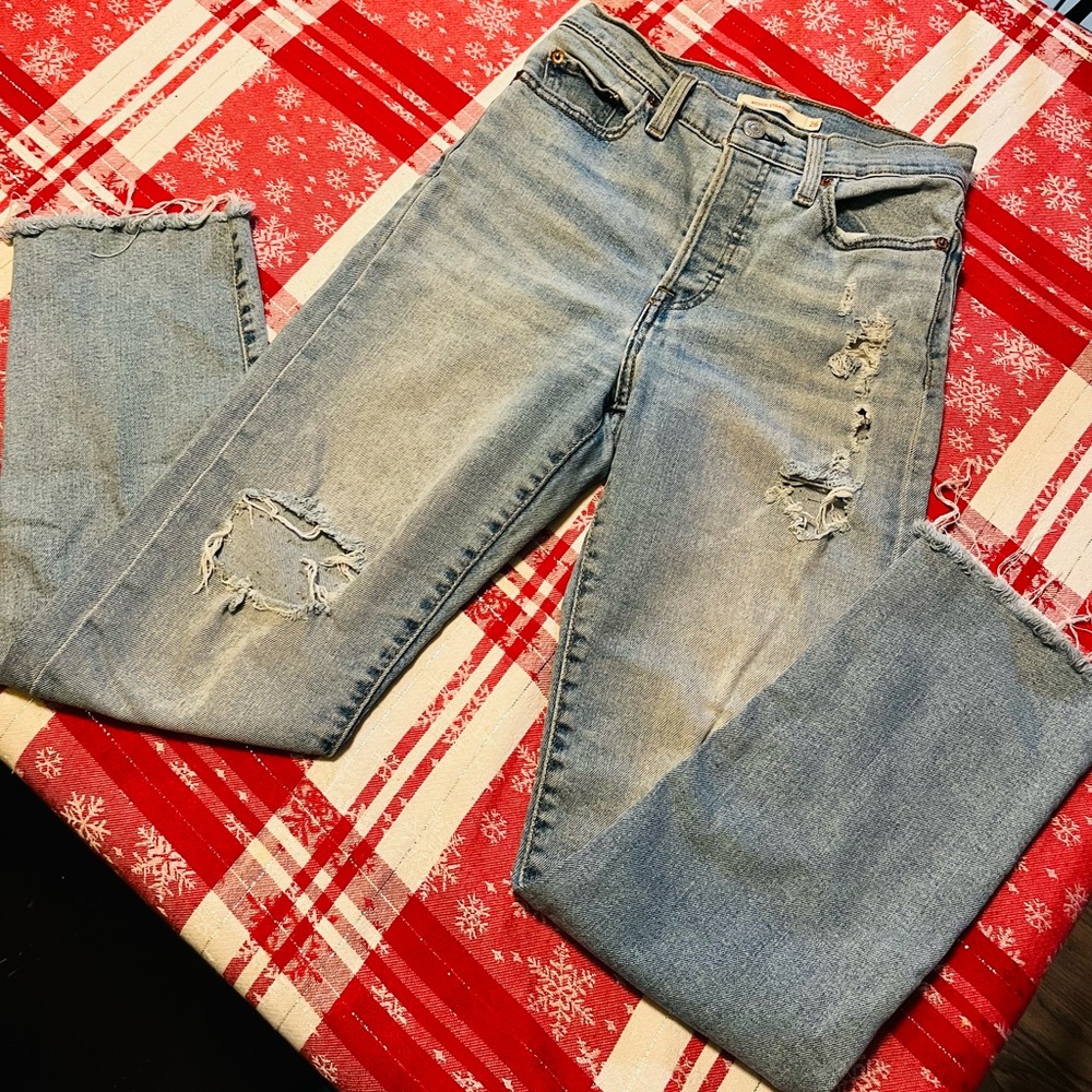 Levi's Light Blue Distressed Skinny Jeans